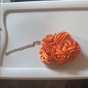 Orange satin flower bag